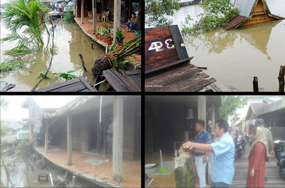 Sebuah Rumah Rusak Akibat Longsor di Kuala Enok